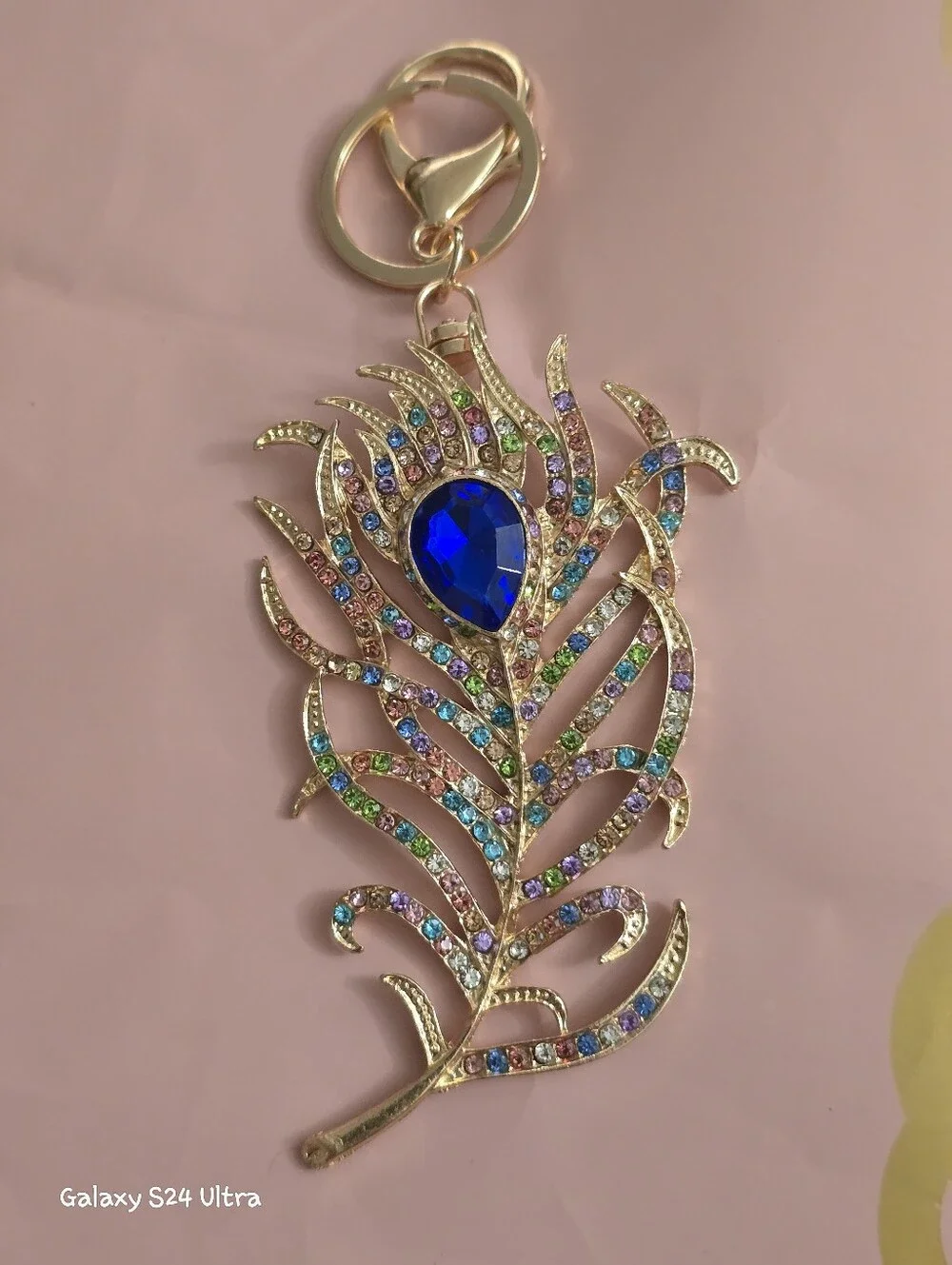 Beautiful Peacock Feather Bag Charm/ Keychain NEW